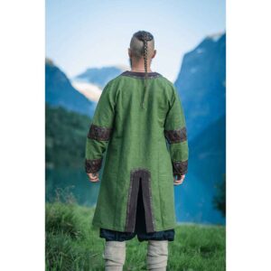 Leif Leather Trim Viking Tunic - Green