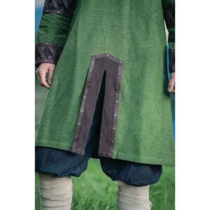 Leif Leather Trim Viking Tunic - Green