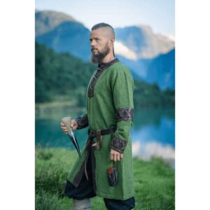 Leif Leather Trim Viking Tunic - Green