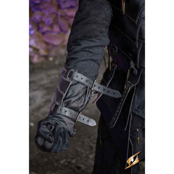 Shadow Leather Bracers - Black