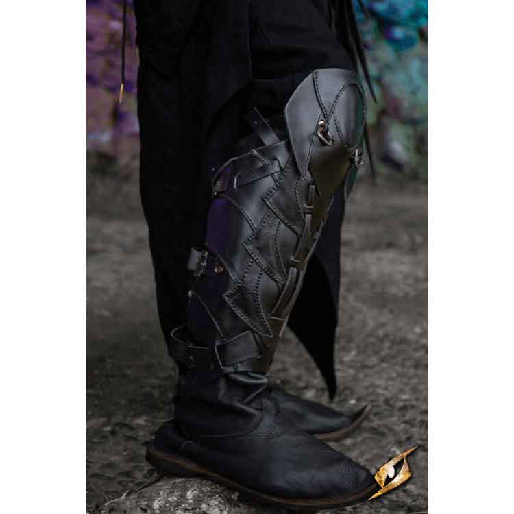 Shadow Leather Greaves - Black