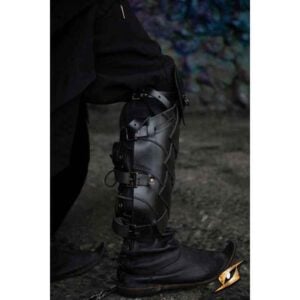 Shadow Leather Greaves - Black