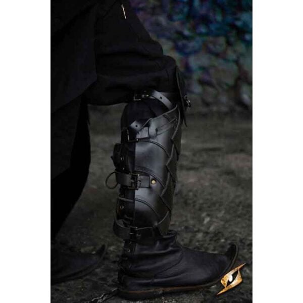 Shadow Leather Greaves - Black