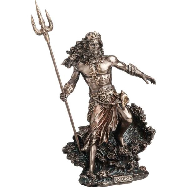 Poseidon Holding Trident Statue