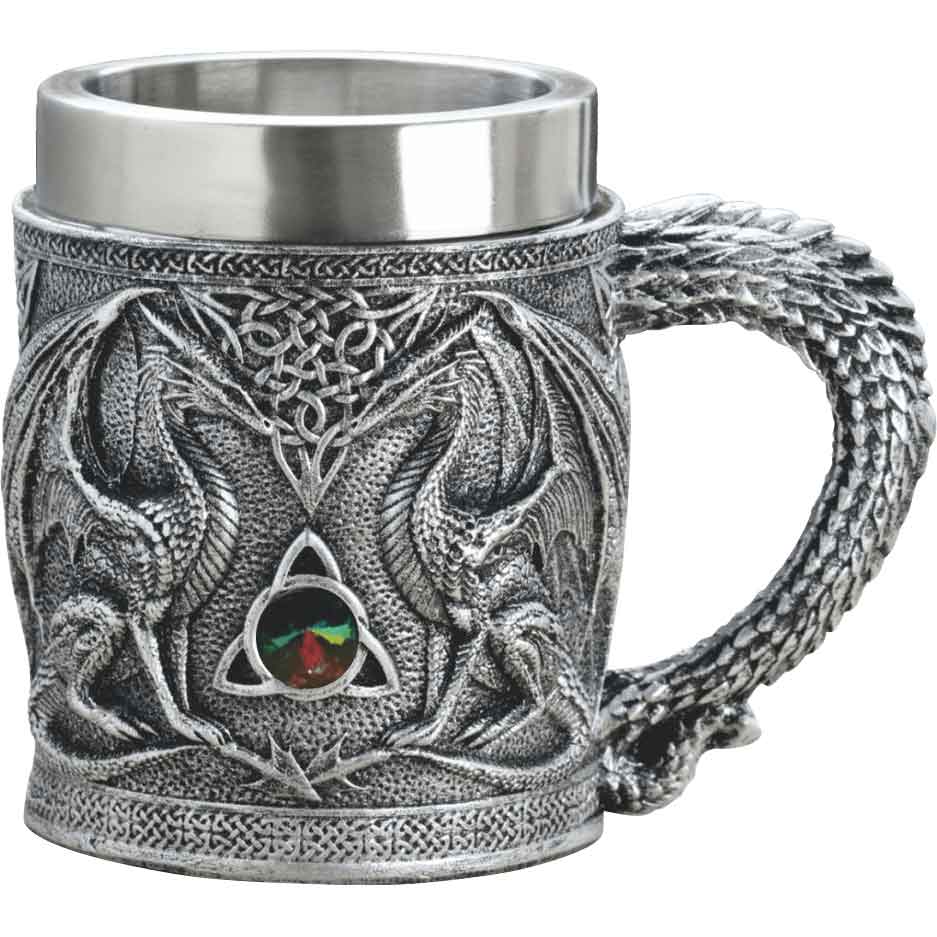 Gemmed Silver Dragon Mug