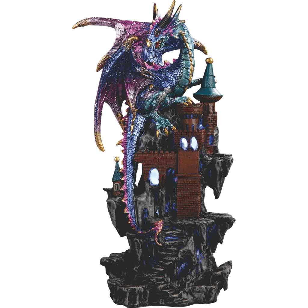 Blue and Purple Dragon on Fortress Statue
