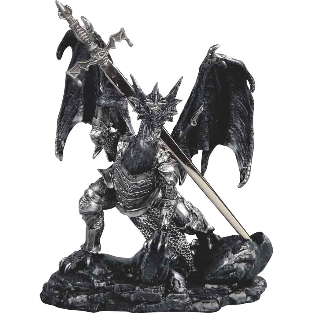 Black Dragon with Sword Statue
