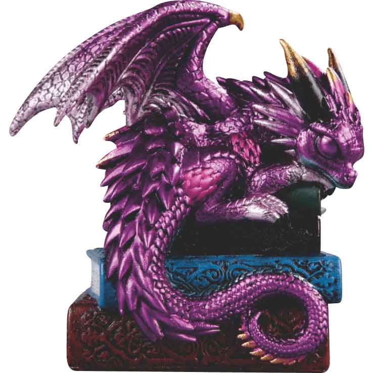Purple Dragon Asleep on Books Statue
