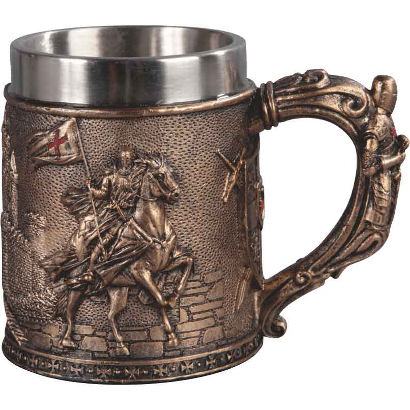 Bronze Horseback Crusader Knight Mug