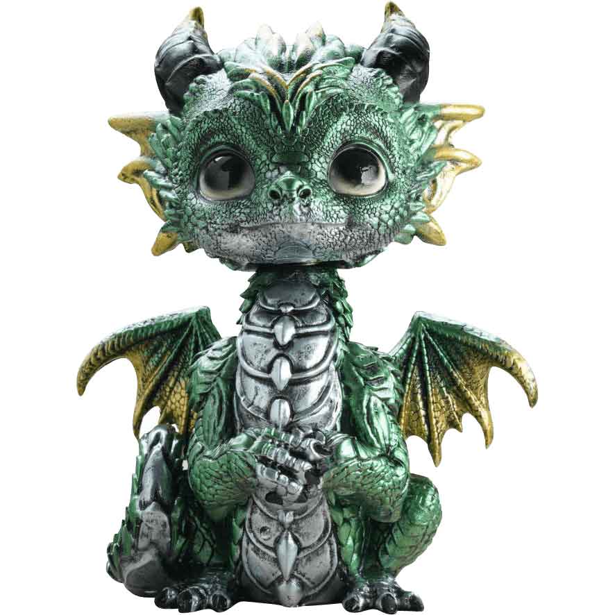 Green Bobble Head Dragon Statue