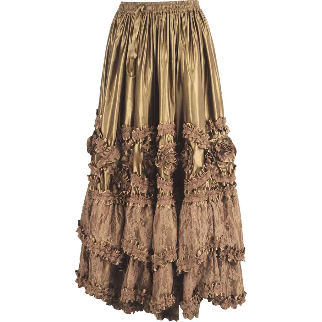 Gold Rococo Long Satin Skirt