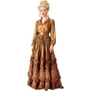 Gold Rococo Long Satin Skirt