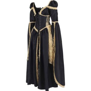 black medieval corset dress Black Gothic Prom Dress Sheath Corset Corset Lace Ruched Victorian Medieval