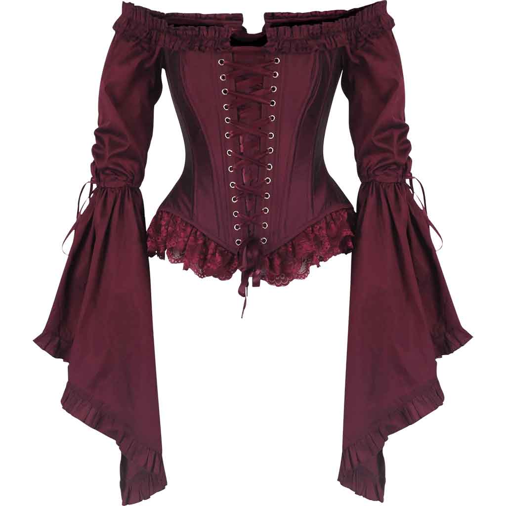 Burgundy Off-Shoulder Overbust Rococo Corset