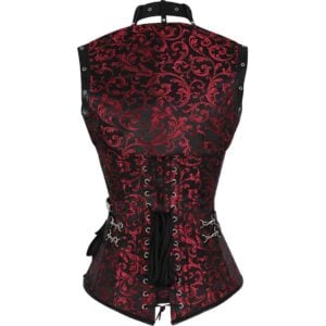 Maroon Steampunk Brocade Corset with Jacket