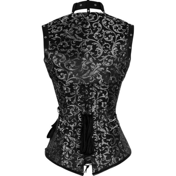 Silver Steampunk Brocade Corset with Jacket
