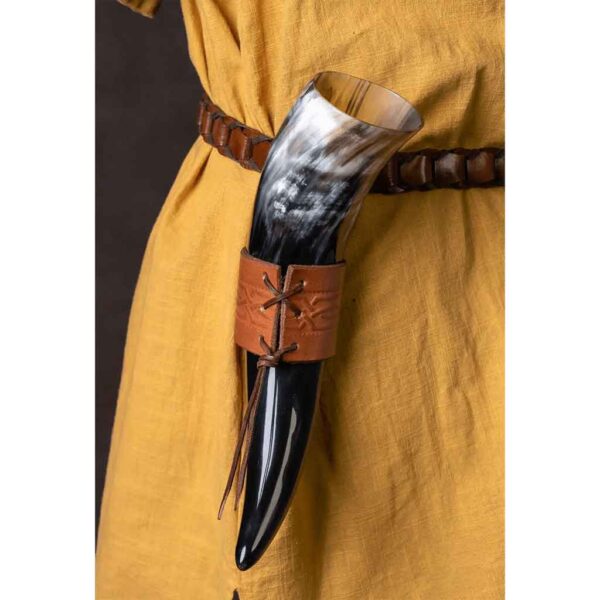 Embossed Leather Horn Holder