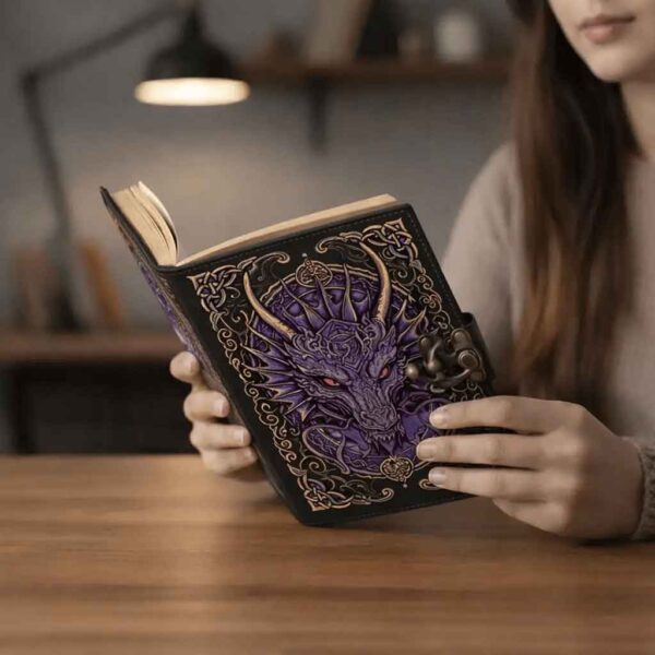 Midnight Purple Dragon Leather Journal