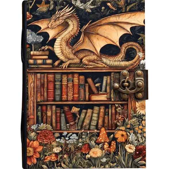 Enchanted Dragon Bookshelf Leather Journal
