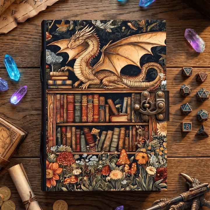 Enchanted Dragon Bookshelf Leather Journal