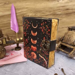 Red Moon Phase Leather Journal