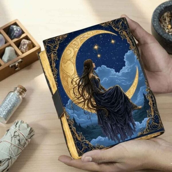 Celestial Moon Maiden Leather Journal
