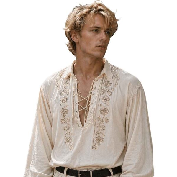 Voyager's Lace-Up Embroidered Shirt