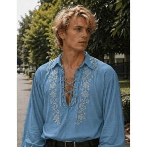 Voyager's Lace-Up Embroidered Shirt