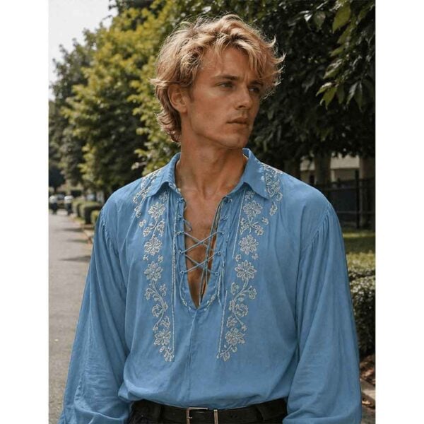 Voyager's Lace-Up Embroidered Shirt