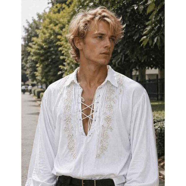 Voyager's Lace-Up Embroidered Shirt