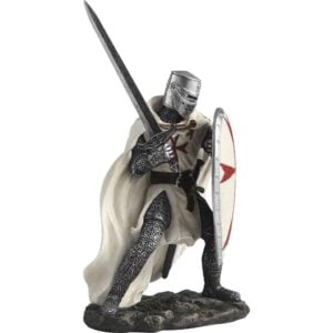 Sword and Shield Crusader Knight Statue