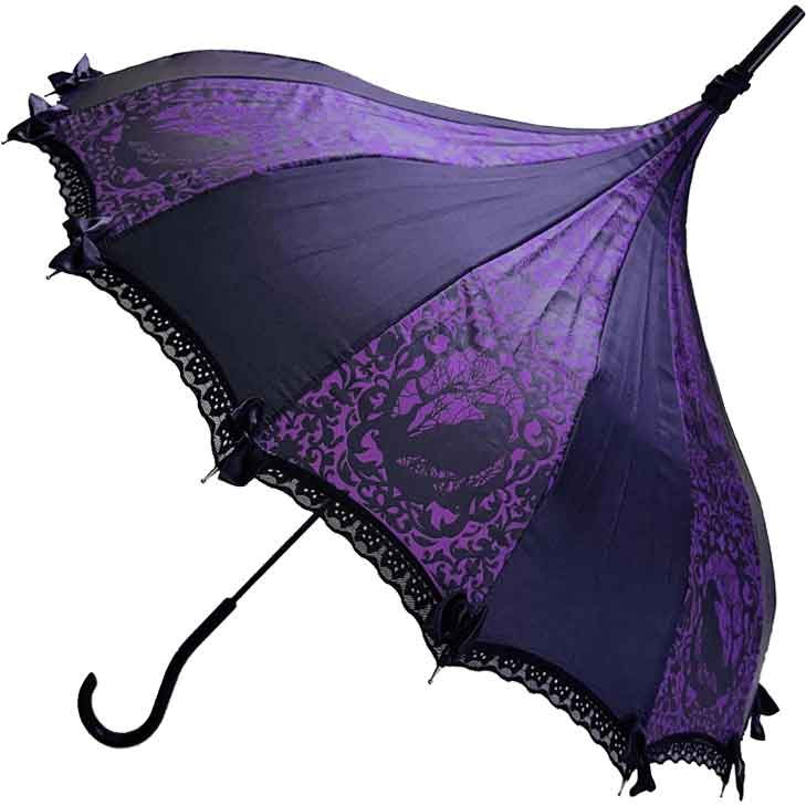 Purple Gothic Raven Umbrella