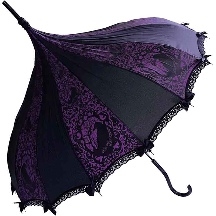 Purple Gothic Raven Umbrella