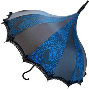 Blue Gothic Raven Umbrella