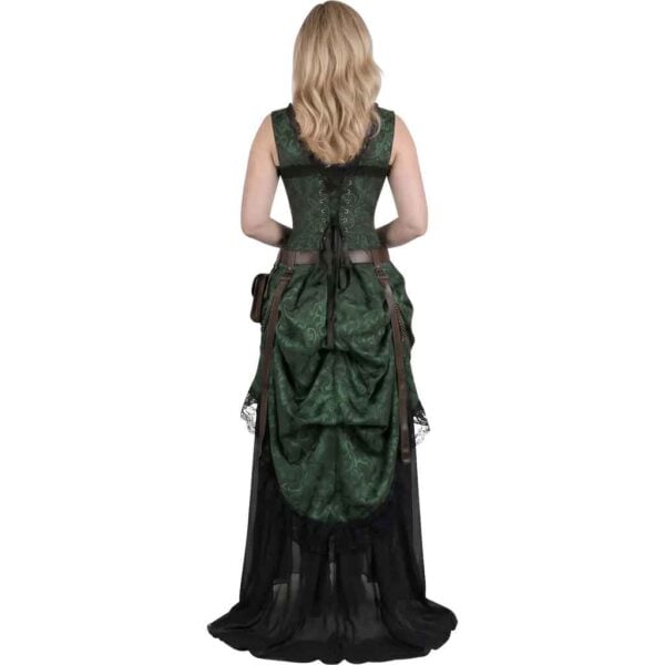 Emerald Brocade Steampunk Corset Dress