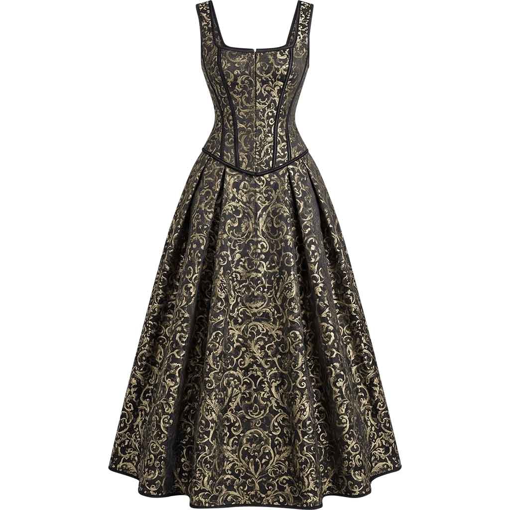 Black and Gold Baroque Corset Dress Set