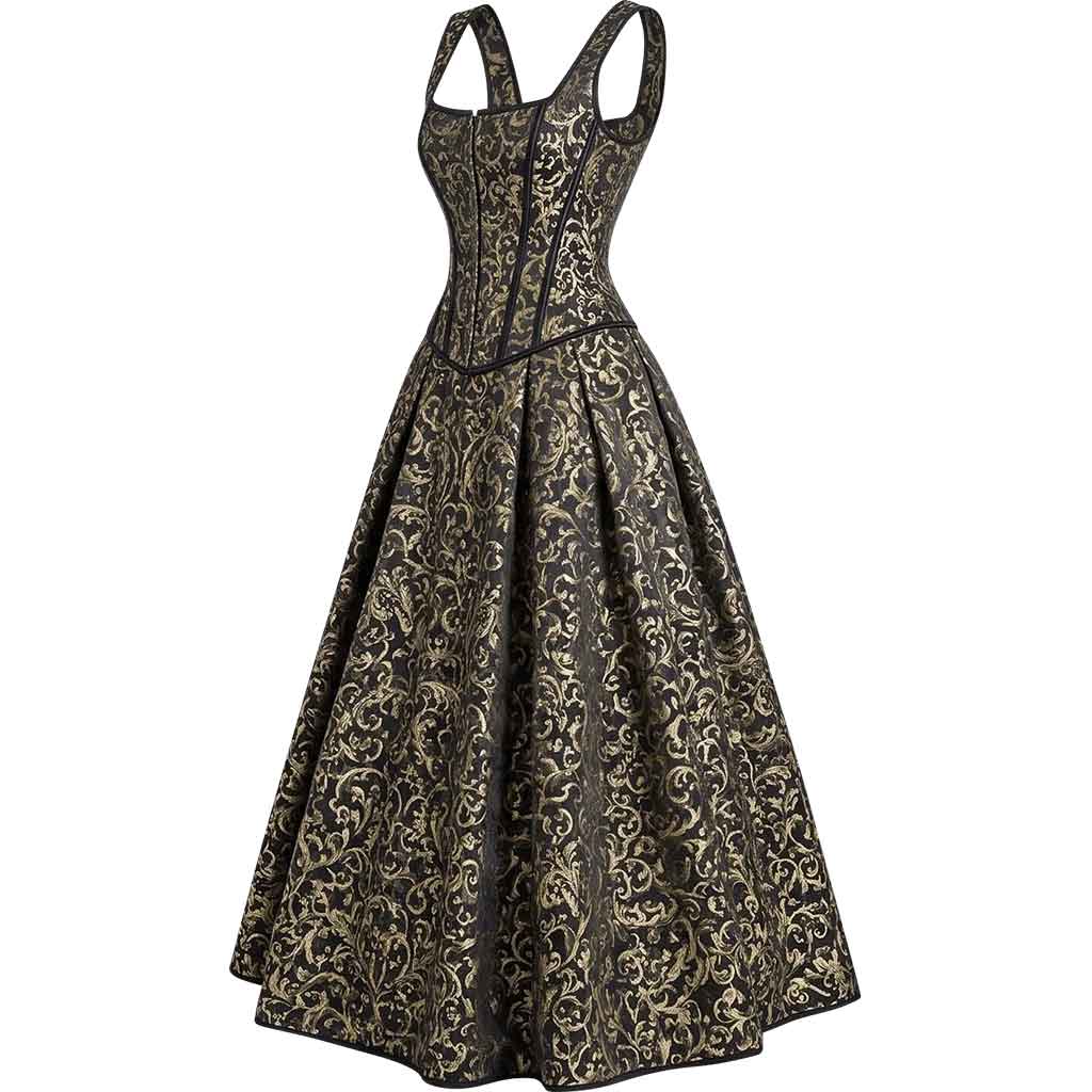 Black and Gold Baroque Corset Dress Set