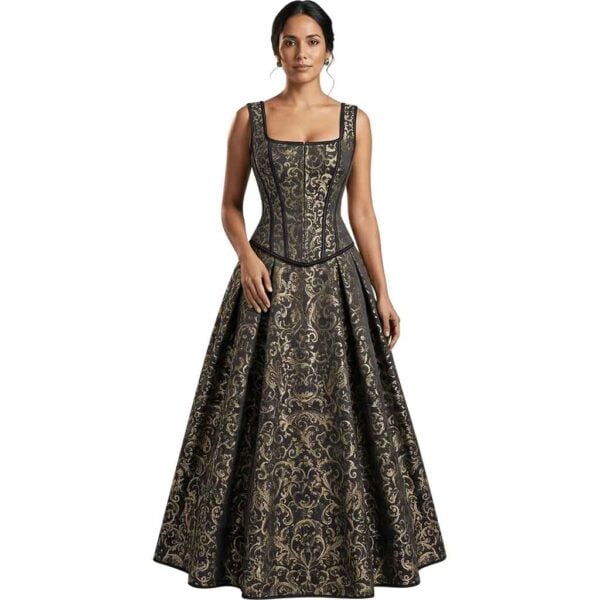 Black and Gold Baroque Corset Dress Set