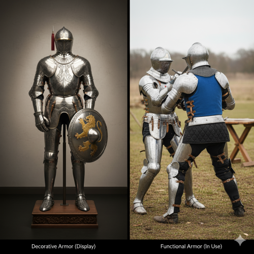 decorative armor on display vs functional armor in combat