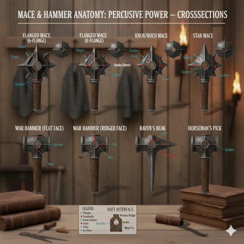 medievalcollectibles-cross-sections-various-mace-hammer-head-designs