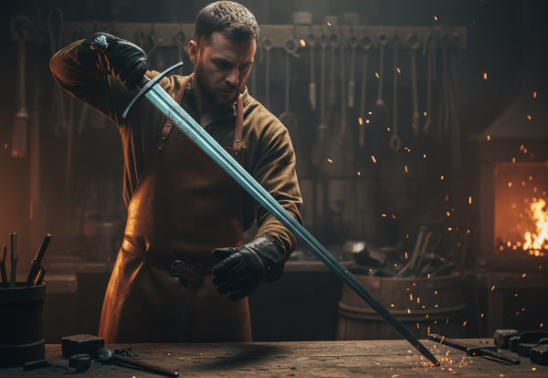 Demonstration of sword flexibility test