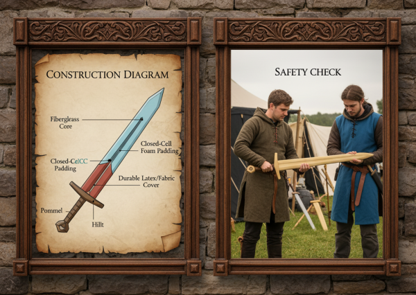 LARP weapon construction diagram and safety check
