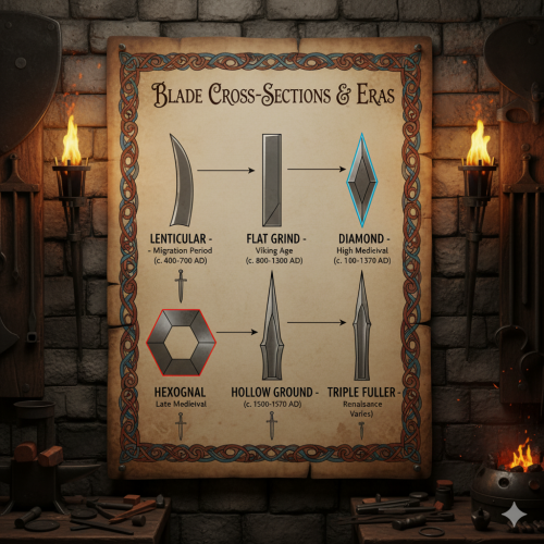 Diagram showing various blade cross-sections