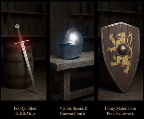 Examples common defects low-quality replicas
