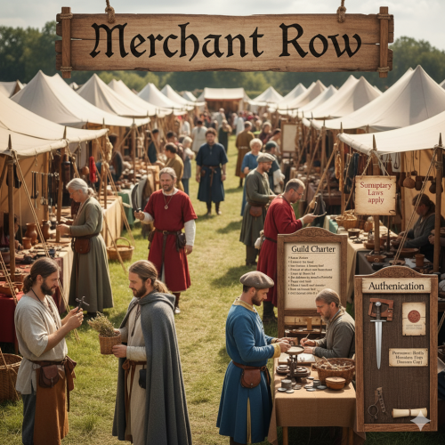 market reenactment with merchants and period goods